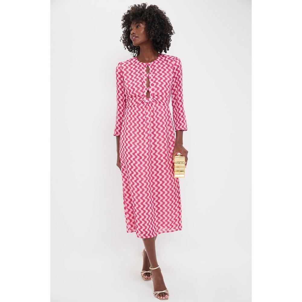 HYACINTH HOUSE Pink Geo Stripe Cut-Out Cosmina Dress Size M NWT - Picture 7 of 7